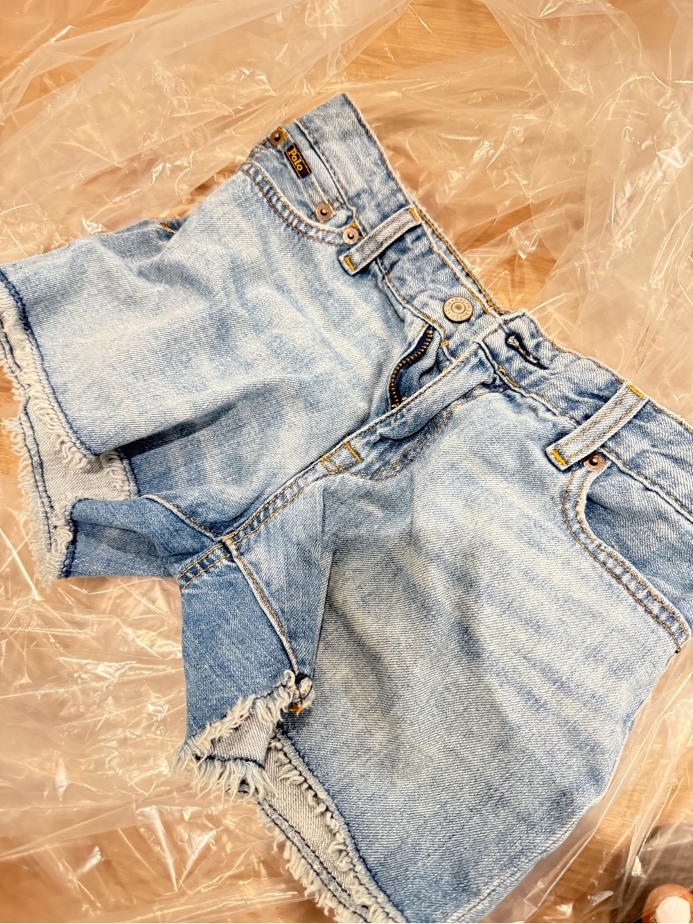 Ralph Lauren Light Blue Denim Cutoff Shorts — Kids